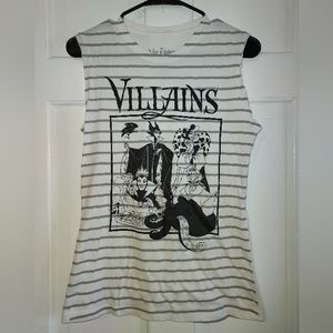Disney Villains Grey and White striped Tank top Junior M
